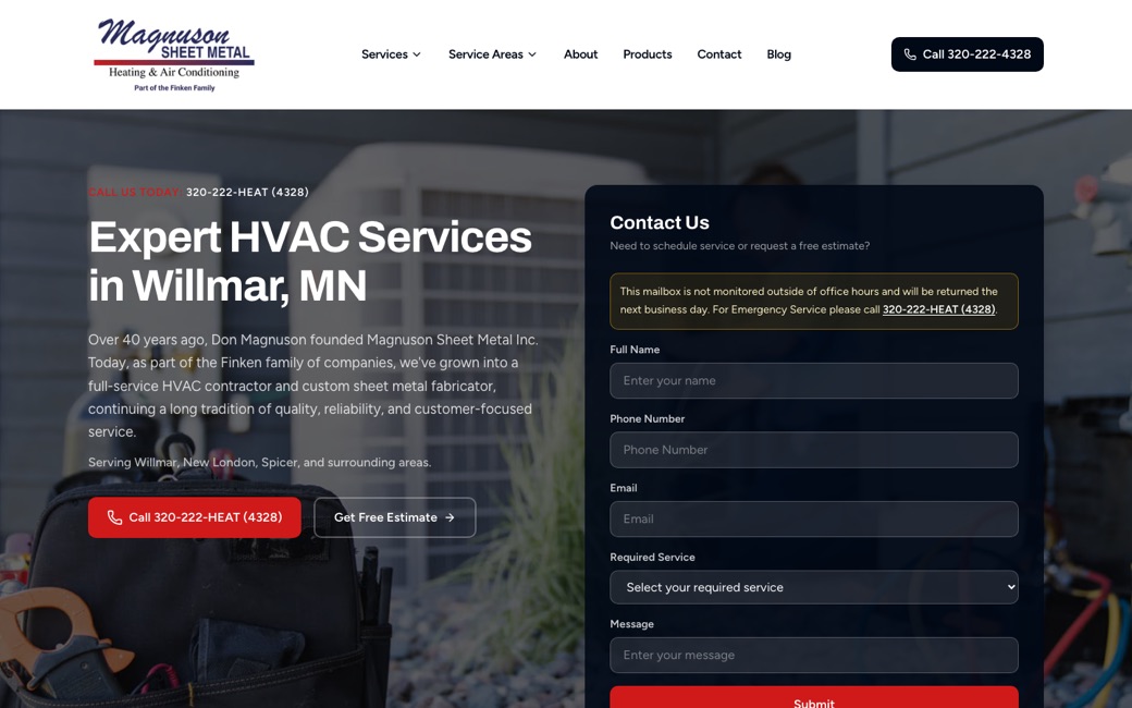 Magnuson Sheet Metal website